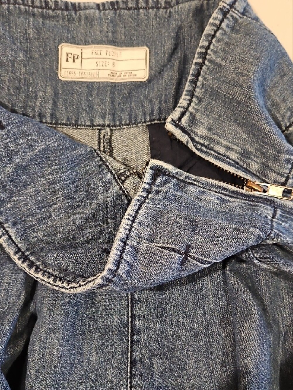 Free People Wide-Leg Soft Chambray Jeans - Dark Blue 0103 - Picture 3 of 16